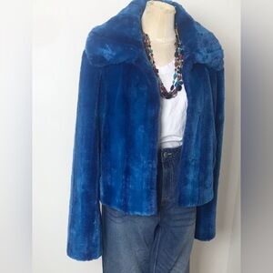 Olympia Inc Faux Fur Jacket 2 Tone Blue 1X